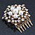 Bridal/ Wedding/ Prom/ Party Antique Gold Tone Austrian Clear Crystal, Glass Pearl 'Open Flower' Hair Comb - 55mm - view 7