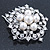 Bridal/ Wedding/ Prom/ Party Rhodium Plated Austrian Clear Crystal, Simulated Glass Pearl 'Open Flower' Hair Comb - 55mm - view 5