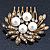 Bridal/ Wedding/ Prom/ Party Antique Gold Tone Clear Crystal, Simulated Pearl Cluster Hair Comb - 60mm - view 7