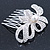 Bridal/ Wedding/ Prom/ Party Rhodium Plated Clear Austrian Crystal, Simulated Glass Pearl 'Bow' Hair Comb - 60mm - view 4