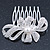 Bridal/ Wedding/ Prom/ Party Rhodium Plated Clear Austrian Crystal, Simulated Glass Pearl 'Bow' Hair Comb - 60mm