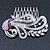 Rhodium Plated Clear Austrian Crystal 'Peacock' Hair Comb - 80mm - view 4