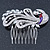 Rhodium Plated Clear Austrian Crystal 'Peacock' Hair Comb - 80mm - view 7