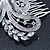 Rhodium Plated Clear Austrian Crystal 'Peacock' Hair Comb - 80mm - view 6