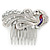 Rhodium Plated Clear Austrian Crystal 'Peacock' Hair Comb - 80mm - view 5