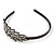 Black Acrylic Alice/ Hair Band/ HeadBand With Clear Crystal Leaf Motif - view 6