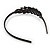 Black Acrylic Alice/ Hair Band/ HeadBand With Clear Crystal Leaf Motif - view 5