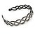 Black Acrylic Alice/ Hair Band/ HeadBand With Clear Crystal Plait Motif - view 6
