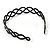 Black Acrylic Alice/ Hair Band/ HeadBand With Clear Crystal Plait Motif - view 7