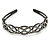 Black Acrylic Alice/ Hair Band/ HeadBand With Clear Crystal Oval Motif - view 3