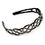 Black Acrylic Alice/ Hair Band/ HeadBand With Clear Crystal Oval Motif - view 6