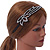 Black Acrylic Alice/ Hair Band/ HeadBand With Clear Crystal Floral Motif - view 2