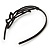 Black Acrylic Alice/ Hair Band/ HeadBand With Clear Crystal Floral Motif - view 6