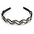 Black Acrylic Alice/ Hair Band/ HeadBand With Clear Crystal Leaf Motif - view 4