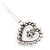 Vintage Inspired AB Crystal 'Open Heart' Hair Slide In Antique Silver Metal - 40mm Across - view 4