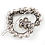 Vintage Inspired AB Crystal 'Open Heart' Hair Slide In Antique Silver Metal - 40mm Across - view 3