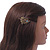 Vintage Inspired Light Topaz Coloured and AB Crystal 'Heart' Hair Slide In Antique Gold Metal - 35mm Across - view 3