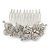 Bridal/ Wedding/ Prom/ Party Rhodium Plated Austrian Clear Crystal 'Leaves & Flowers' Hair Comb - 80mm