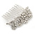 Bridal/ Wedding/ Prom/ Party Rhodium Plated Austrian Clear Crystal 'Leaves & Flowers' Hair Comb - 80mm - view 9