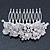 Bridal/ Wedding/ Prom/ Party Rhodium Plated Austrian Clear Crystal 'Leaves & Flowers' Hair Comb - 80mm - view 3