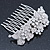 Bridal/ Wedding/ Prom/ Party Rhodium Plated Austrian Clear Crystal 'Leaves & Flowers' Hair Comb - 80mm - view 10