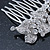 Bridal/ Wedding/ Prom/ Party Rhodium Plated Austrian Clear Crystal 'Leaves & Flowers' Hair Comb - 80mm - view 5