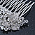 Bridal/ Wedding/ Prom/ Party Rhodium Plated Austrian Clear Crystal 'Leaves & Flowers' Hair Comb - 80mm - view 6