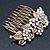 Vintage Inspired Bridal/ Wedding/ Prom/ Party Austrian Clear Crystal 'Leaves & Flowers' Hair Comb In Antique Gold Metal - 80mm - view 4