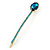 1Pcs Long Teal Blue Oval Glass Stone Hair Grip/ Slide In Gold Plating - 85mm Across - view 6