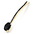 1Pcs Long Black Oval Glass Stone Hair Grip/ Slide In Gold Plating - 85mm Across - view 4