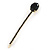 1Pcs Long Black Oval Glass Stone Hair Grip/ Slide In Gold Plating - 85mm Across - view 7