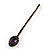 1Pcs Long Purple Oval Glass Stone Hair Grip/ Slide In Gold Plating - 85mm Across - view 3