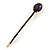 1Pcs Long Purple Oval Glass Stone Hair Grip/ Slide In Gold Plating - 85mm Across - view 6