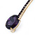 1Pcs Long Purple Oval Glass Stone Hair Grip/ Slide In Gold Plating - 85mm Across - view 4