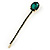 1Pcs Long Emerald Green Oval Glass Stone Hair Grip/ Slide In Gold Plating - 85mm Across - view 6