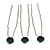 3pcs Bridal/ Wedding/ Prom/ Party Emerald Green Crystal Hair Pin Set In Silver Tone - 70mm L