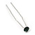 3pcs Bridal/ Wedding/ Prom/ Party Emerald Green Crystal Hair Pin Set In Silver Tone - 70mm L - view 7