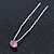 3pcs Bridal/ Wedding/ Prom/ Party Pink Crystal Hair Pins In Silver Tone - 70mm L - view 7