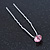 3pcs Bridal/ Wedding/ Prom/ Party Pink Crystal Hair Pins In Silver Tone - 70mm L - view 8