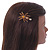 Amber/ Topaz Coloured Austrian Crystal Spider Hair Beak Clip/ Concord Clip In Antiique Gold Plating - 55mm L - view 2