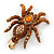 Amber/ Topaz Coloured Austrian Crystal Spider Hair Beak Clip/ Concord Clip In Antiique Gold Plating - 55mm L - view 7