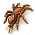 Amber/ Topaz Coloured Austrian Crystal Spider Hair Beak Clip/ Concord Clip In Antiique Gold Plating - 55mm L - view 4