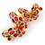 Multicoloured Austrian Crystal Butterfly Barrette Hair Clip Grip In Gold Plating - 60mm Across - view 9