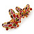 Multicoloured Austrian Crystal Butterfly Barrette Hair Clip Grip In Gold Plating - 60mm Across - view 10