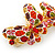 Multicoloured Austrian Crystal Butterfly Barrette Hair Clip Grip In Gold Plating - 60mm Across - view 5