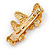 Multicoloured Austrian Crystal Butterfly Barrette Hair Clip Grip In Gold Plating - 60mm Across - view 7