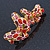 Multicoloured Austrian Crystal Butterfly Barrette Hair Clip Grip In Gold Plating - 60mm Across - view 11