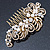 Vintage Inspired Bridal/ Wedding/ Prom/ Party Gold Tone Clear Crystal, Simulated Pearl 'Feather' Side Hair Comb - 100mm