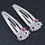 2 Children Crystal 'Kitty' Hair Clips/ Grips/ Slides In Rhodium Plating - 50mm Across - view 7