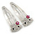 2 Children Crystal 'Kitty' Hair Clips/ Grips/ Slides In Rhodium Plating - 50mm Across - view 8